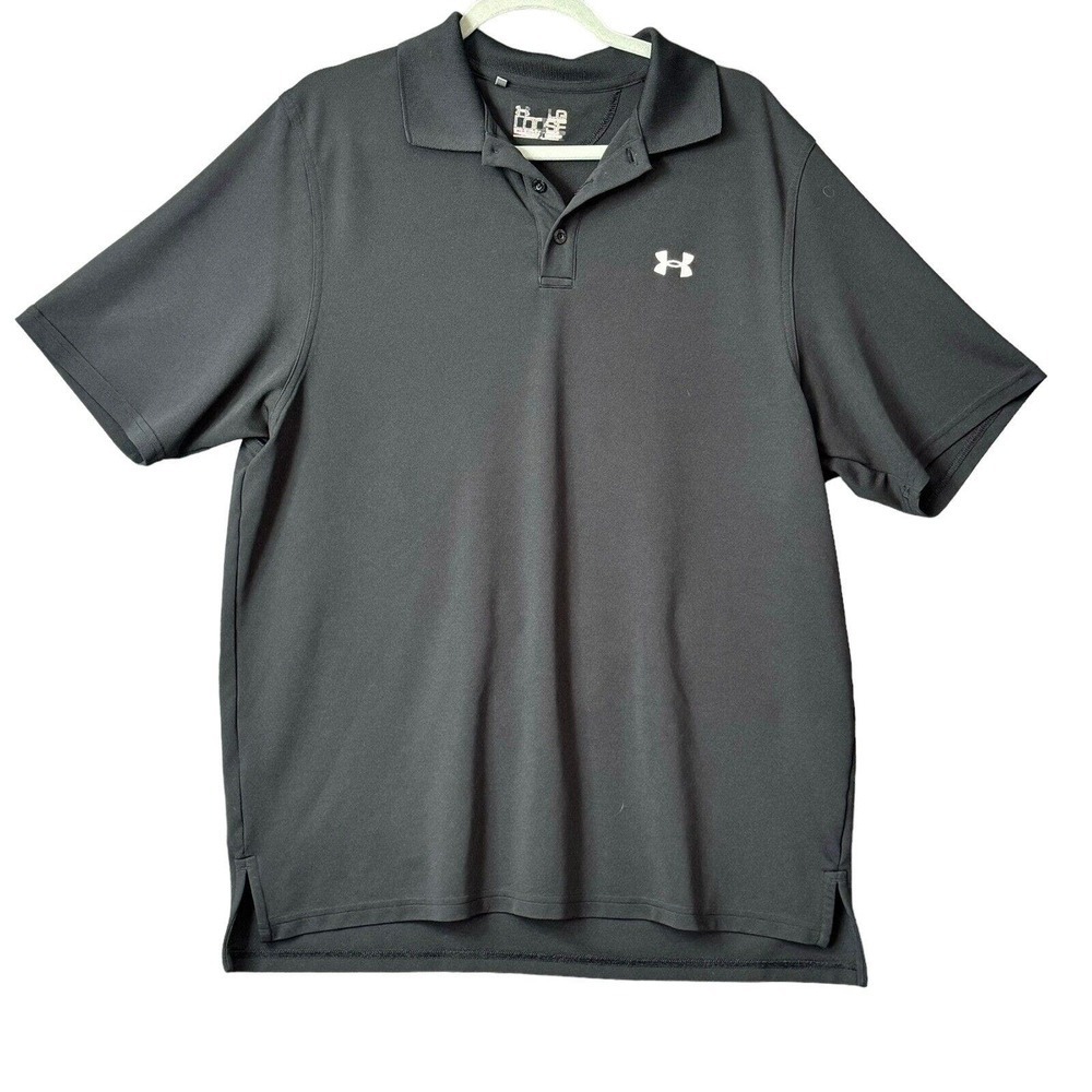 UNDER ARMOUR Mens Black Performance Loose Fit Polo Shirt Sz S Short Sleeve